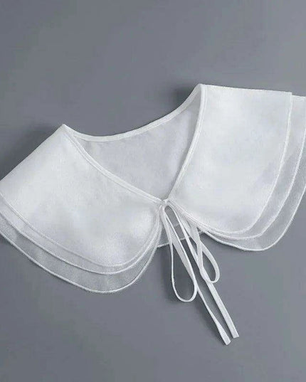 Embroidered Lace Detachable Collar for Women - Elegant White Shawl Accessory
