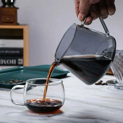Stylish Borosilicate Glass Coffee Brewing Kit with Precision V-Funnel - Available in 300ml and 600ml Sizes