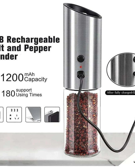 USB Rechargeable Gravity Spice Grinder Duo - Modern Salt and Pepper Mills