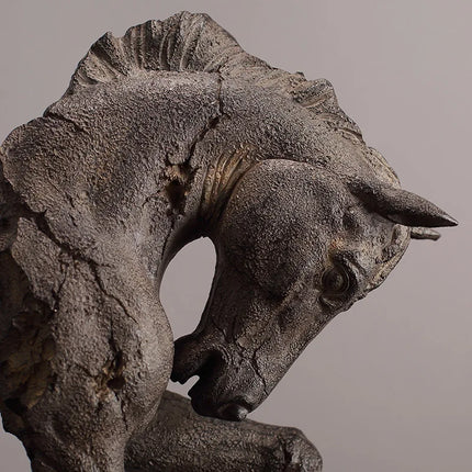 Resin Handicraft Make Old Horse's Head Artificial Animal Sculpture War