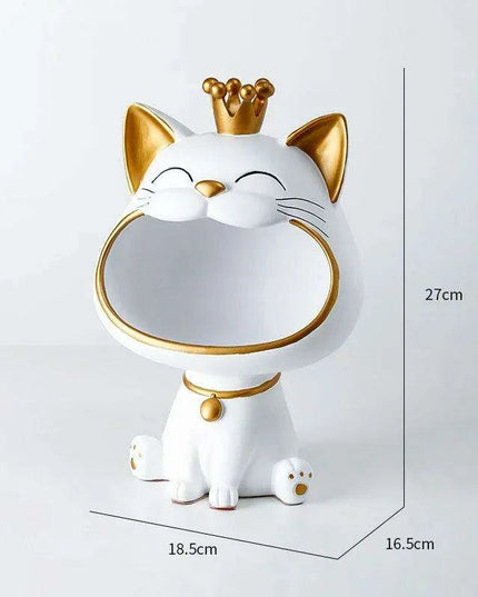 Whimsical Lucky Cat Storage Tray - Decorative Snack Jar and Key Holder for Home Decor
