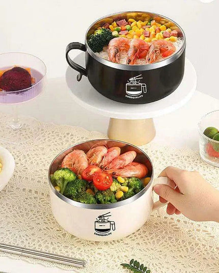 1000ml Travel-Ready Insulated Stainless Steel Bowl with Lid - Ideal for Noodles, Soups, and Salads