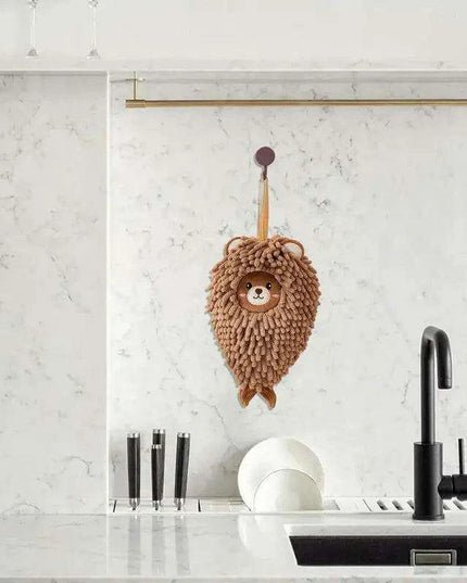 Plush Chenille Animal Hand Towels with Loop - Soft Microfiber for Quick-Drying