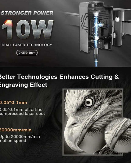 Alpha 10W High-Performance CNC Laser Engraver and Cutter Kit for Precision Woodworking & Metal Design