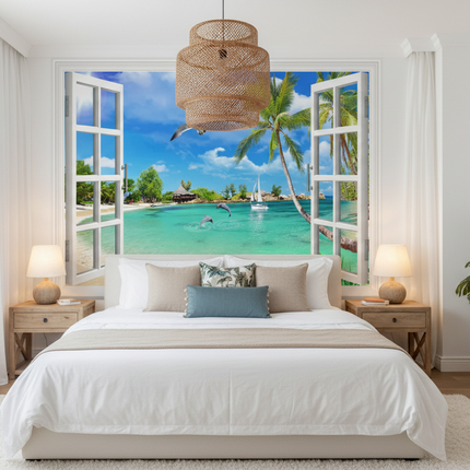 Custom 3D Beach Scenery Wallpaper Mural
