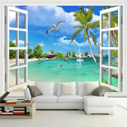 Custom 3D Beach Scenery Wallpaper Mural