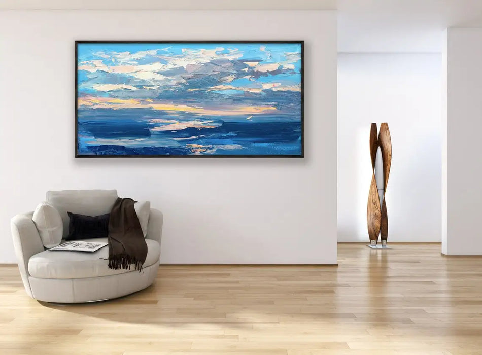 Evening Sky Hand-Painted Canvas Landscape Art for Modern Living Room Décor