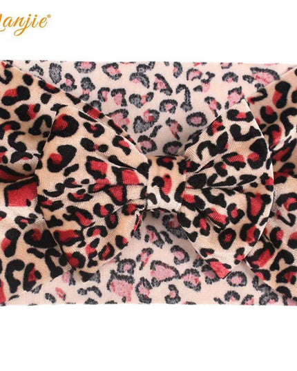 Leopard Print Velvet Headband and Hair Bow Set - Stylish Hair Accessories for Fashion-Forward Girls