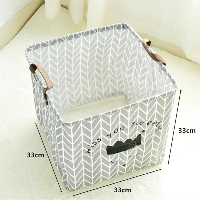 Chic Foldable Canvas Storage Basket for Kids and Babies