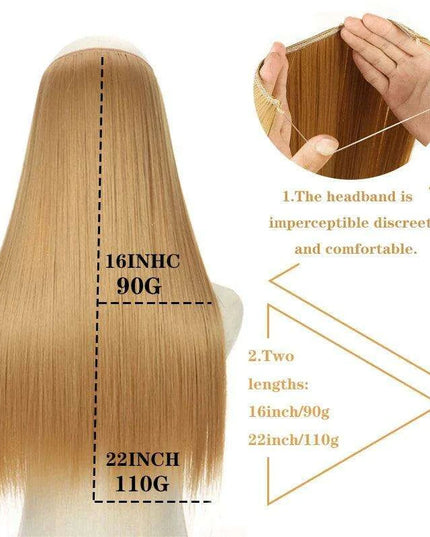 Blonde and Black Halo Hair Extensions for Effortless Volume and Length Boost