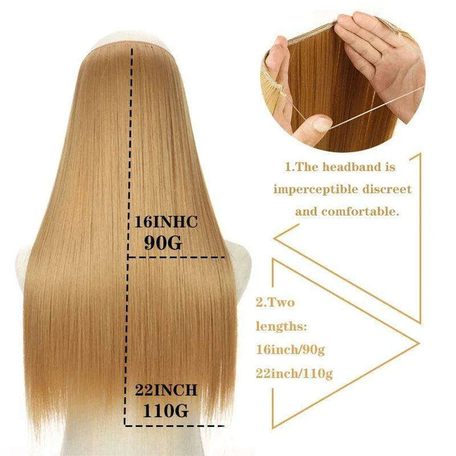 Blonde and Black Halo Hair Extensions for Effortless Volume and Length Boost
