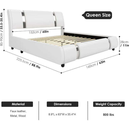 Modern Adjustable Curved Headboard Stainless Steel Bed Frame