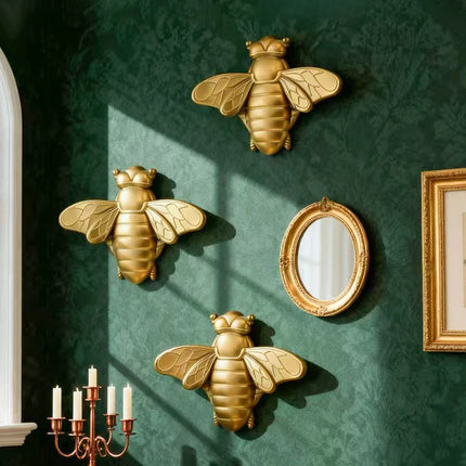 Shop1105298242 Golden Bee Insect Wall Art Set - High-End Home Decor