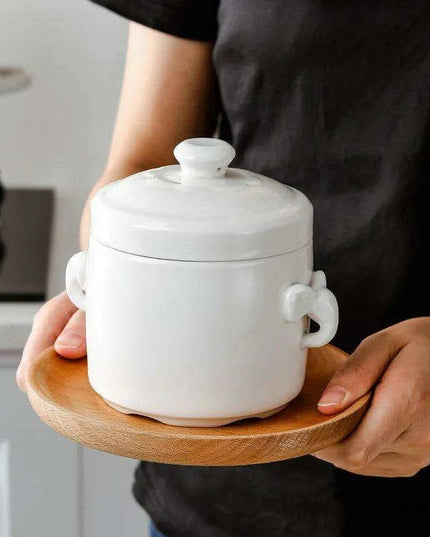 Innovative Double-Lid Ceramic Stew Pot for Flavorful Cooking and Easy Cleanup