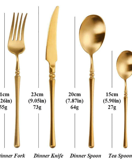 Sophisticated Antique Gold Matte Flatware Set - Premium Stainless Steel Cutlery for Elegant Dining Experiences
