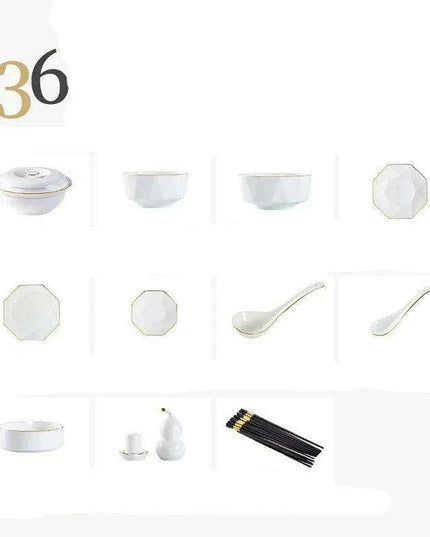 Enhance Your Dining Aesthetics with Portable White Ceramic Tableware and Cutlery Set