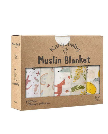 Kangobaby Luxurious 5-Piece Baby Blanket Set - Soft Bamboo Cotton Comfort for Your Baby