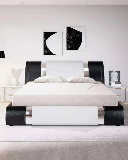 Elegant Leatherette Platform Bed with Customizable Headboard and Sturdy Support Slats