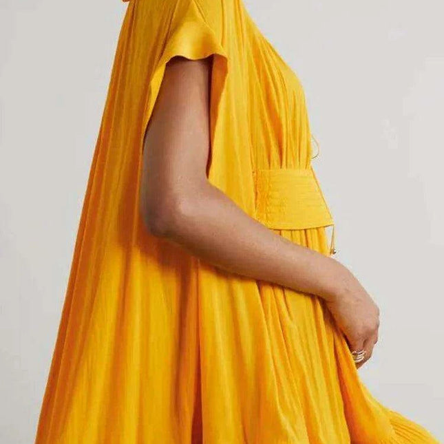 Pleated Lace-Up Evening Dress for Women