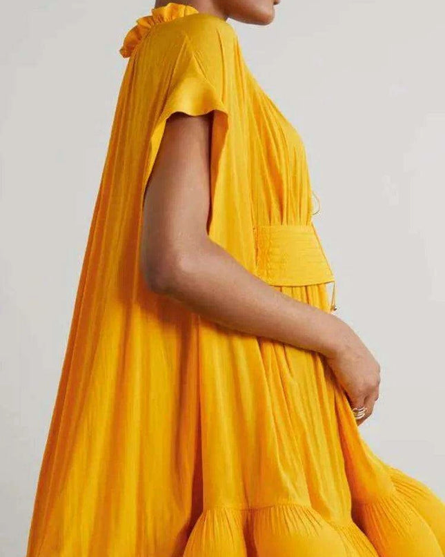 Pleated Lace-Up Evening Dress for Women