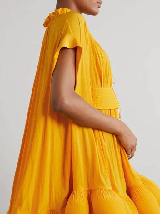 Pleated Lace-Up Evening Dress for Women
