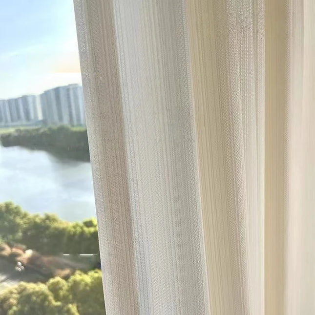 Custom Sheer Tulle Curtains - White & Beige, Multiple Sizes