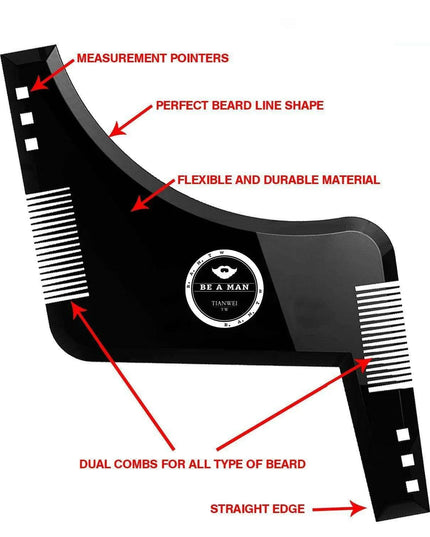 Men's Premium Beard Grooming Comb & Shaping Template Tool - Lightweight, Versatile, and Essential for Perfect Beard Styles