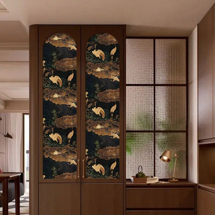 Vintage Dark Crane Peel and Stick Waterproof Wallpaper