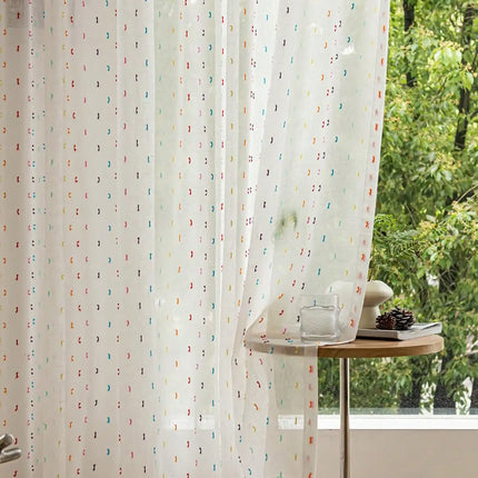 Shop1105002855 Colorful 3D Embroidered Sheer Curtain - Lovely Design