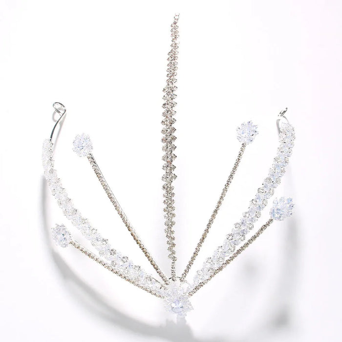 Regal Crystal Zircon Bridal Crown for Forehead Ornamentation