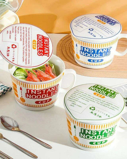 Chic Ceramic Bowls with Lids - Ideal for Noodles, Salads, and Trendy Bento Lunches