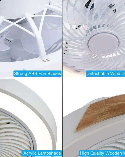 Modern Wooden Ceiling Fan with Remote Control & Adjustable LED Lighting