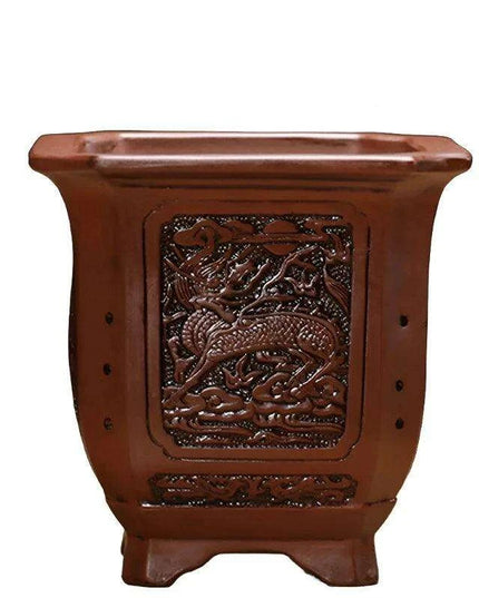 Elegant Purple Sand Bonsai Pot Set for Clivia Plants