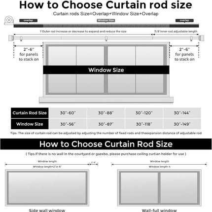 DFHH555 1" Heavy Duty Adjustable Curtain Rod, 30-60", Gold, Easy Insta
