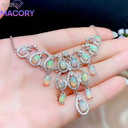 Sterling Silver 925 Jewelry Natural Opal Pendant Necklace Women's Sterling Silver Certified Original Necklace sterling-silver-925-jewelry-natural-opal-pendant-necklace-womens-sterling-silver-certified-original-necklace