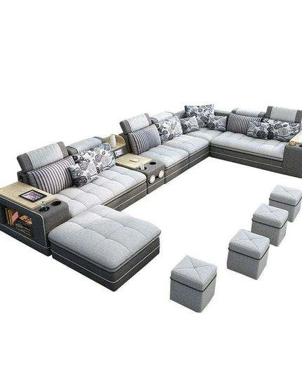 Innovative Bluetooth U-Shaped Convertible Sofa Bed with Integrated Sound System - Customize Your Ideal Hue!