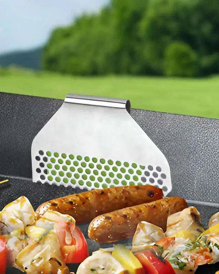 Heat-Resistant Stainless Steel Grease Trap Blocker for Griddles and BBQ Grills