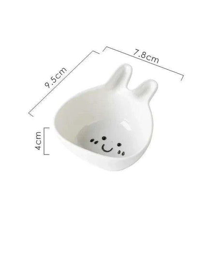 Charming Bunny and Kitty Ceramic Sauce Dish Set for Whimsical Dining Experiences