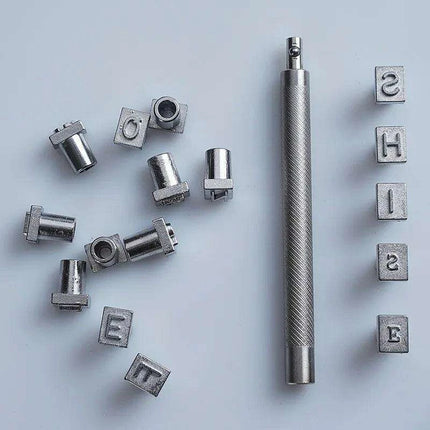 Customizable Metal Stamp Set for Leather Craft: Alphabet and Number Impressions