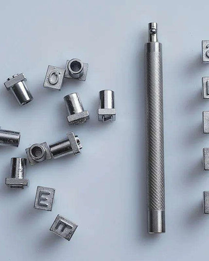 Customizable Metal Stamp Set for Leather Craft: Alphabet and Number Impressions
