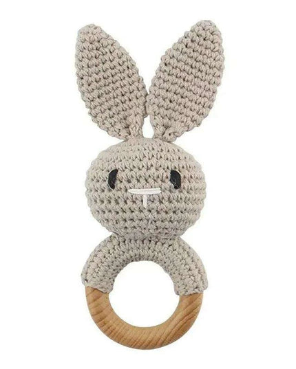 Eco-Friendly Handmade Crochet Baby Rattle with Wooden Teether