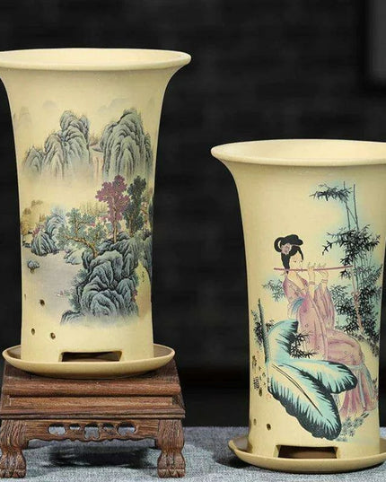 Elegant Lavender Sand Orchid Planter Set: Chic Botanical Accent