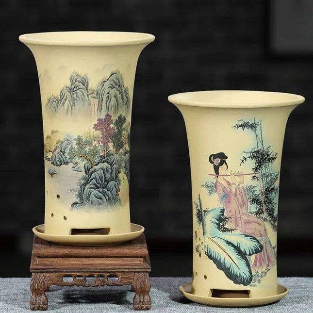 Elegant Lavender Sand Orchid Planter Set: Chic Botanical Accent