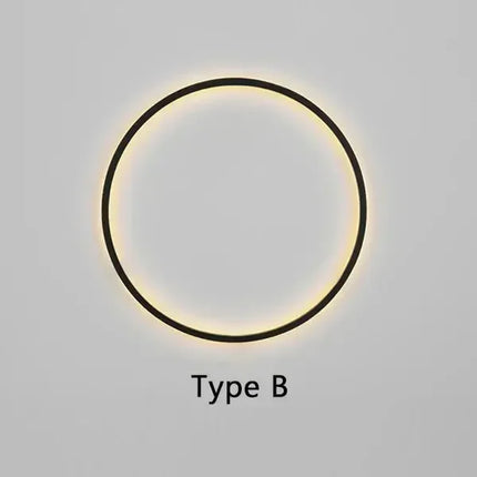 Nordic Round Ring LED Wall Sconce — USB & AC, Black or Gold, D30–D120cm | Très Élite