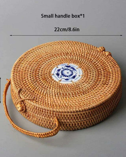 Elegant Handwoven Rattan Tea Caddy: The Perfect Organizer for Tea Aficionados