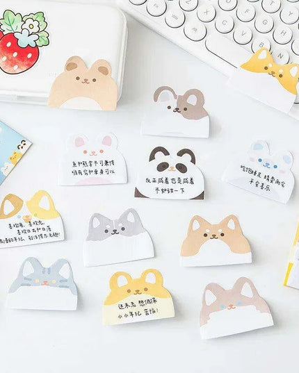 Charming Cat and Bunny Sticky Note Collection - Delightful Animal Memo Pads for Creative Organization