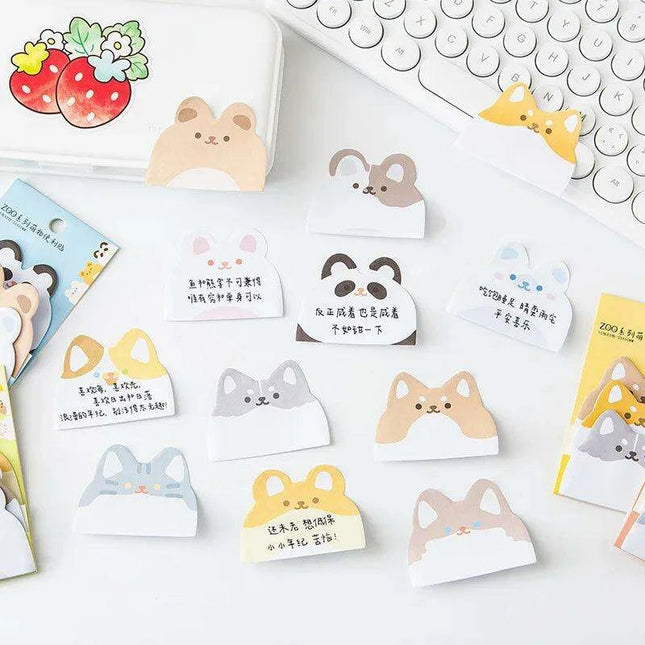 Charming Cat and Bunny Sticky Note Collection - Delightful Animal Memo Pads for Creative Organization
