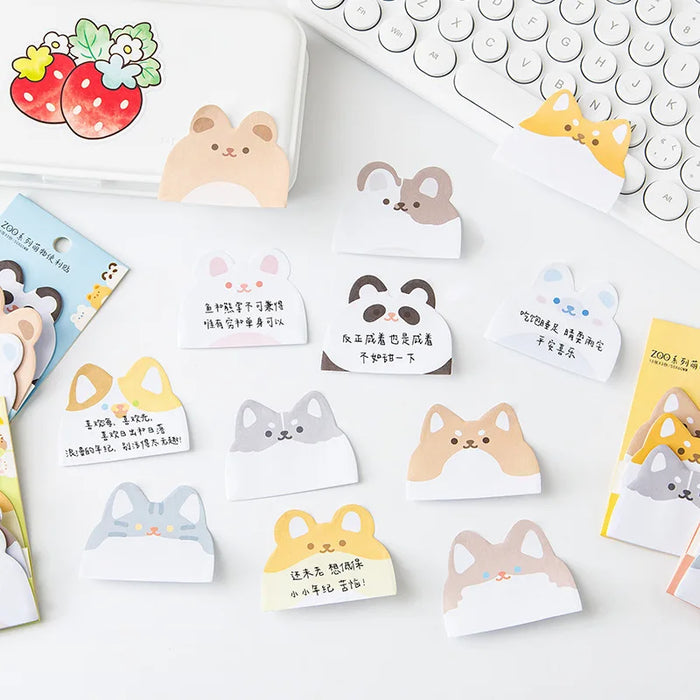 Playful Animal Memo Pads - Cute Cat and Rabbit Sticky Notes for Office and School