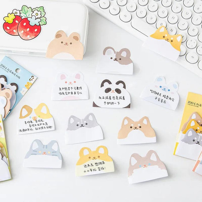 Charming Cat and Bunny Sticky Note Collection - Delightful Animal Memo Pads for Creative Organization