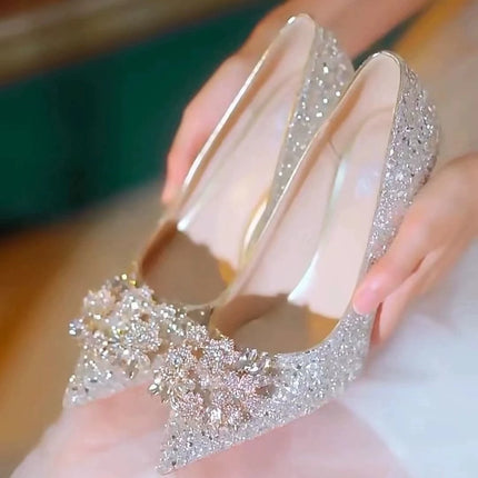 Shop1104979138 Women's Crystal Pointed Toe High Heel Pumps - Elegant D